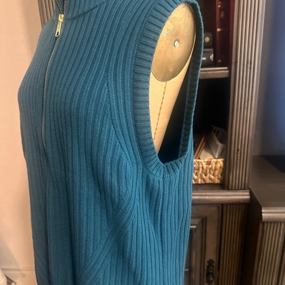 Talbots Teal Ribbed Sweater Vest with Zipper - Picture 3 of 6